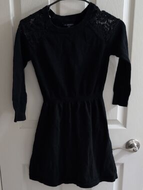 Black Lace Shoulder Knit Long Sweater